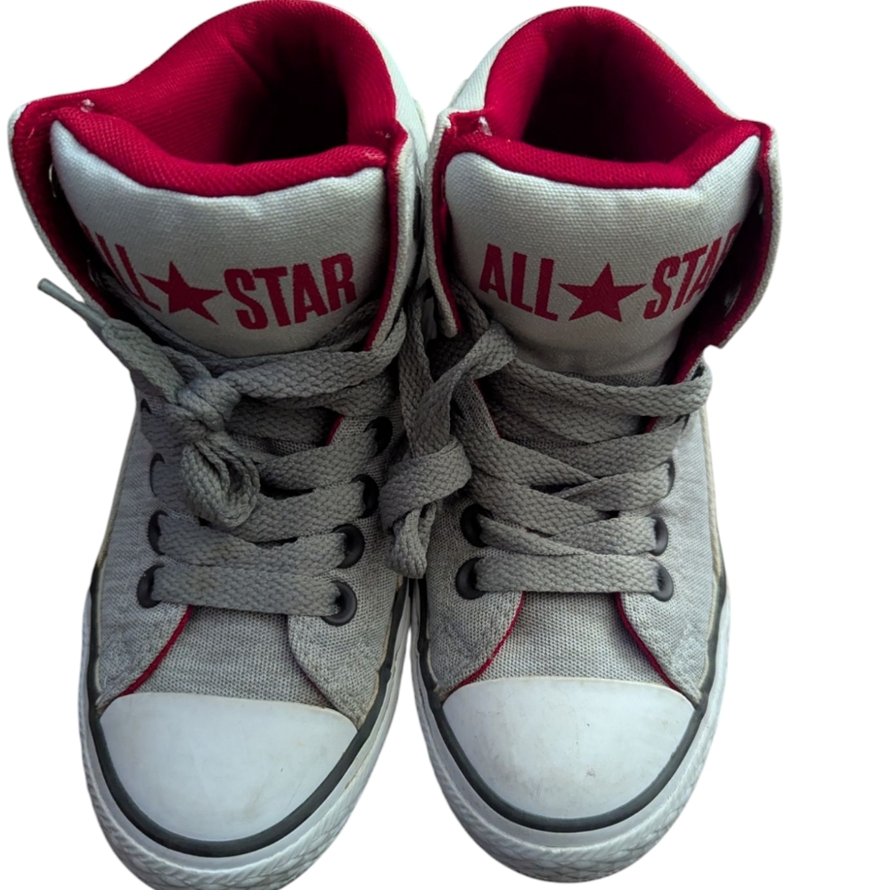 Kids Converse Red and Gray High-Top Sneakers (Unisex)